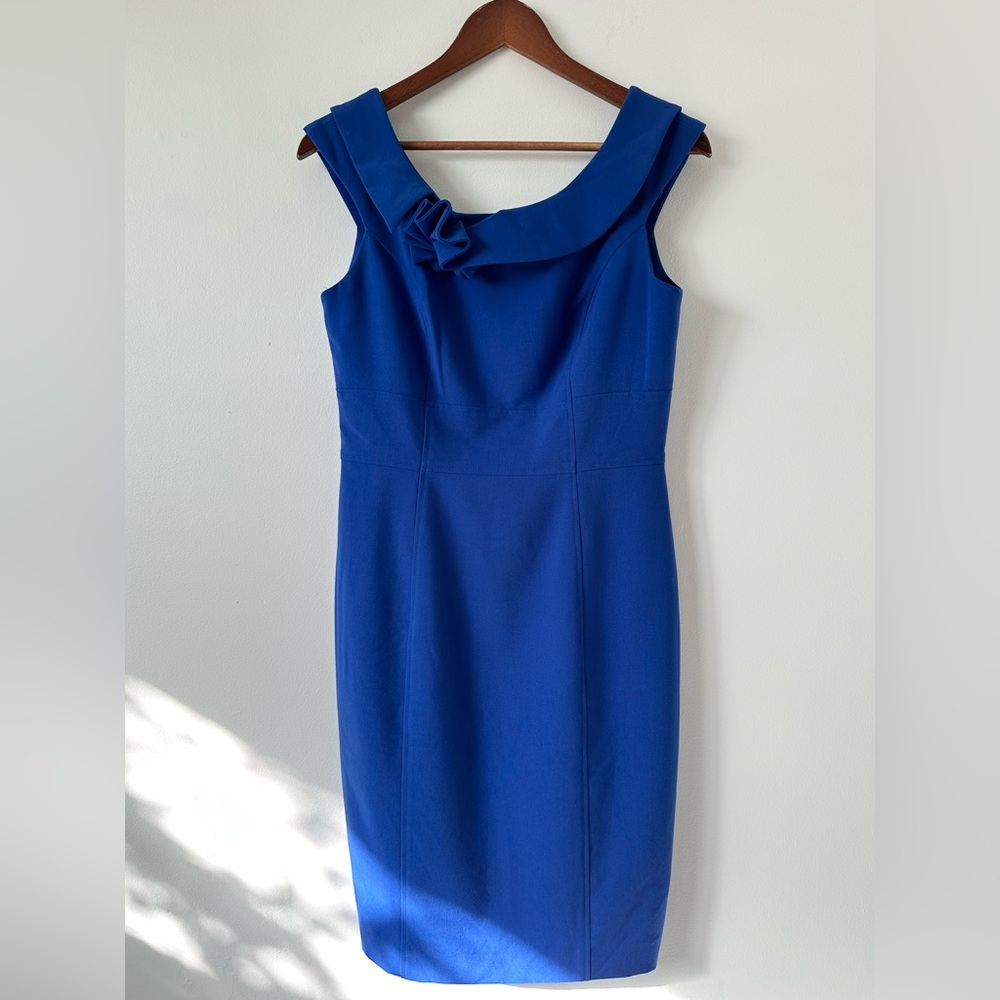 Calvin Klein Blue Bow Sleeveless Boat Neck Sheath or Cocktail Dress Size 6